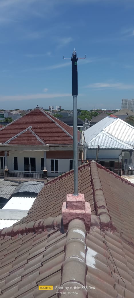 Pemasangan Penangkal Petir Elektrostatis Kurn Radius 60M di Mulyosari Surabaya